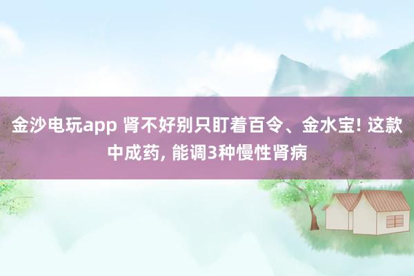 金沙电玩app 肾不好别只盯着百令、金水宝! 这款中成药, 能调3种慢性肾病