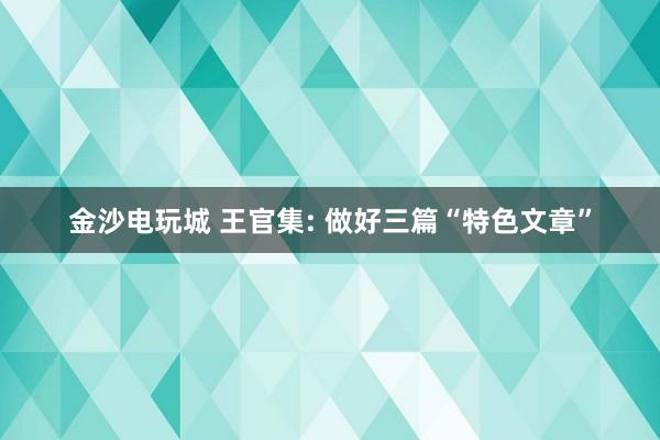 金沙电玩城 王官集: 做好三篇“特色文章”