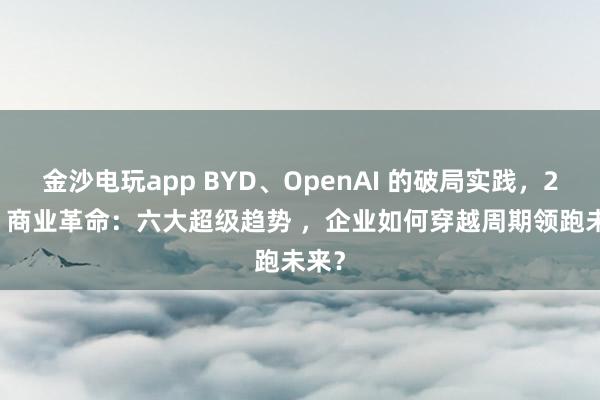 金沙电玩app BYD、OpenAI 的破局实践，2035 商业革命：六大超级趋势 ，企业如何穿越周期领跑未来？