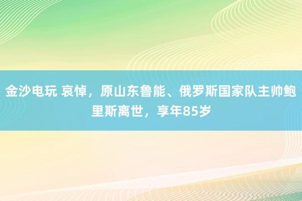金沙电玩 哀悼，原山东鲁能、俄罗斯国家队主帅鲍里斯离世，享年85岁