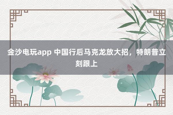 金沙电玩app 中国行后马克龙放大招，特朗普立刻跟上