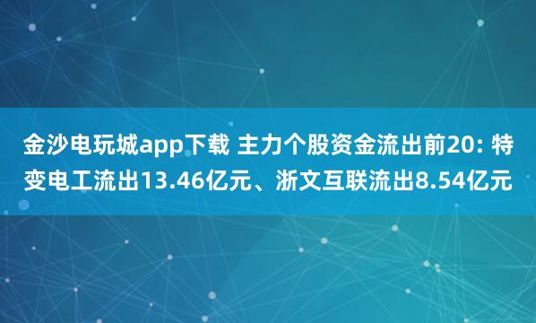 金沙电玩城app下载 主力个股资金流出前20: 特变电工流出13.46亿元、浙文互联流出8.54亿元