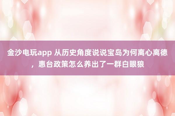 金沙电玩app 从历史角度说说宝岛为何离心离德，惠台政策怎么养出了一群白眼狼