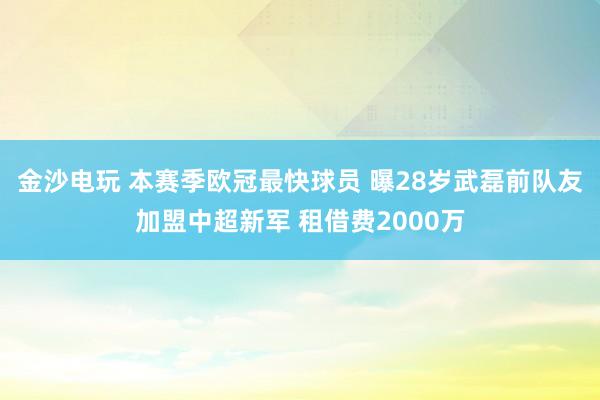 金沙电玩 本赛季欧冠最快球员 曝28岁武磊前队友加盟中超新军 租借费2000万