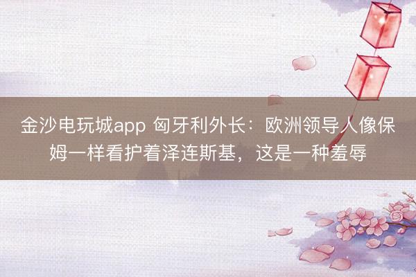 金沙电玩城app 匈牙利外长：欧洲领导人像保姆一样看护着泽连斯基，这是一种羞辱